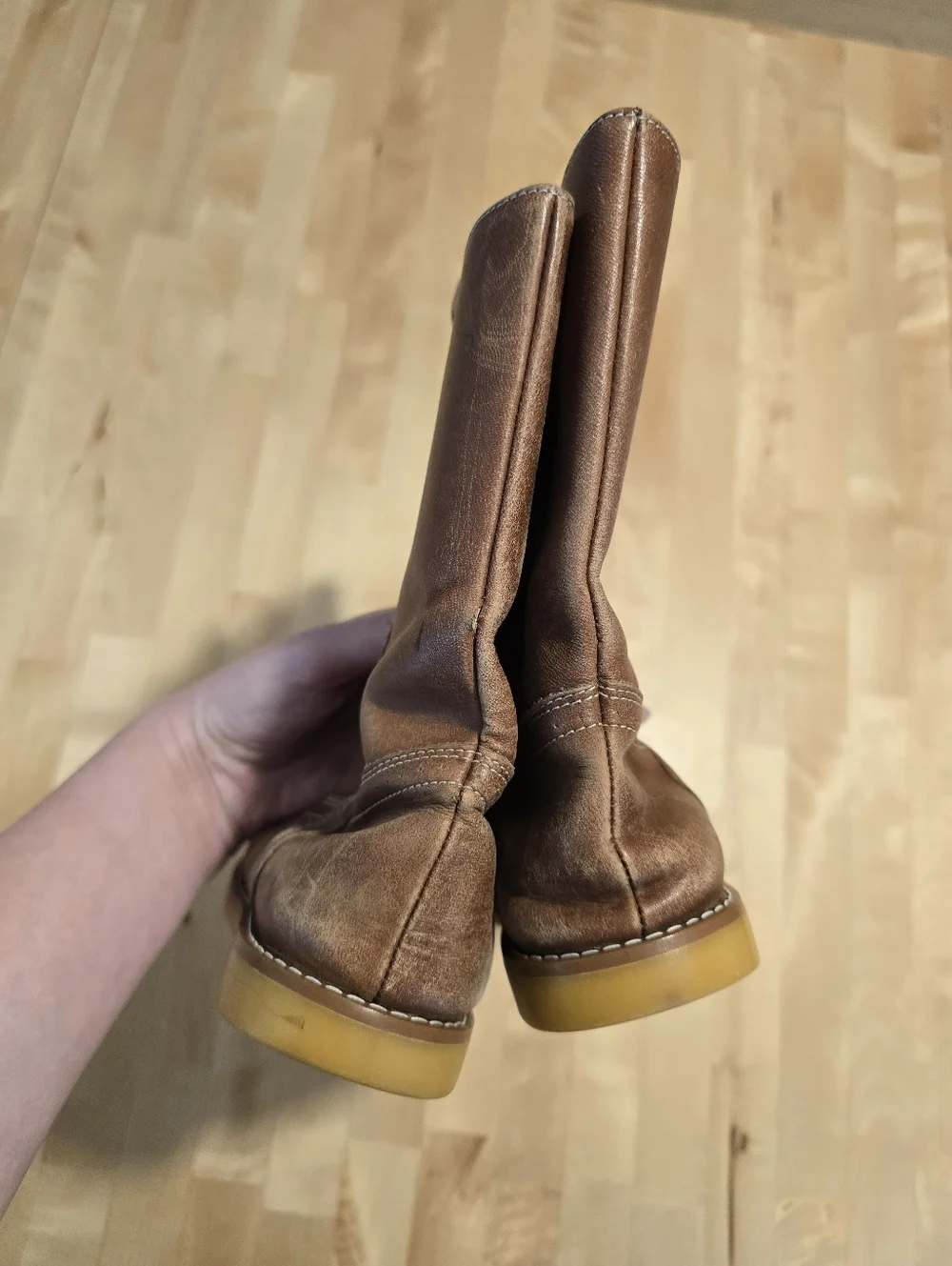 Elephantito Leather Pull-On Boots Size 4 Big Kids